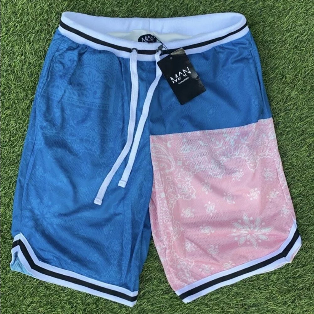 MAN Official Mesh Bandana Shorts - Pink and Blue - Mens Sz Medium (Waist 32-36)